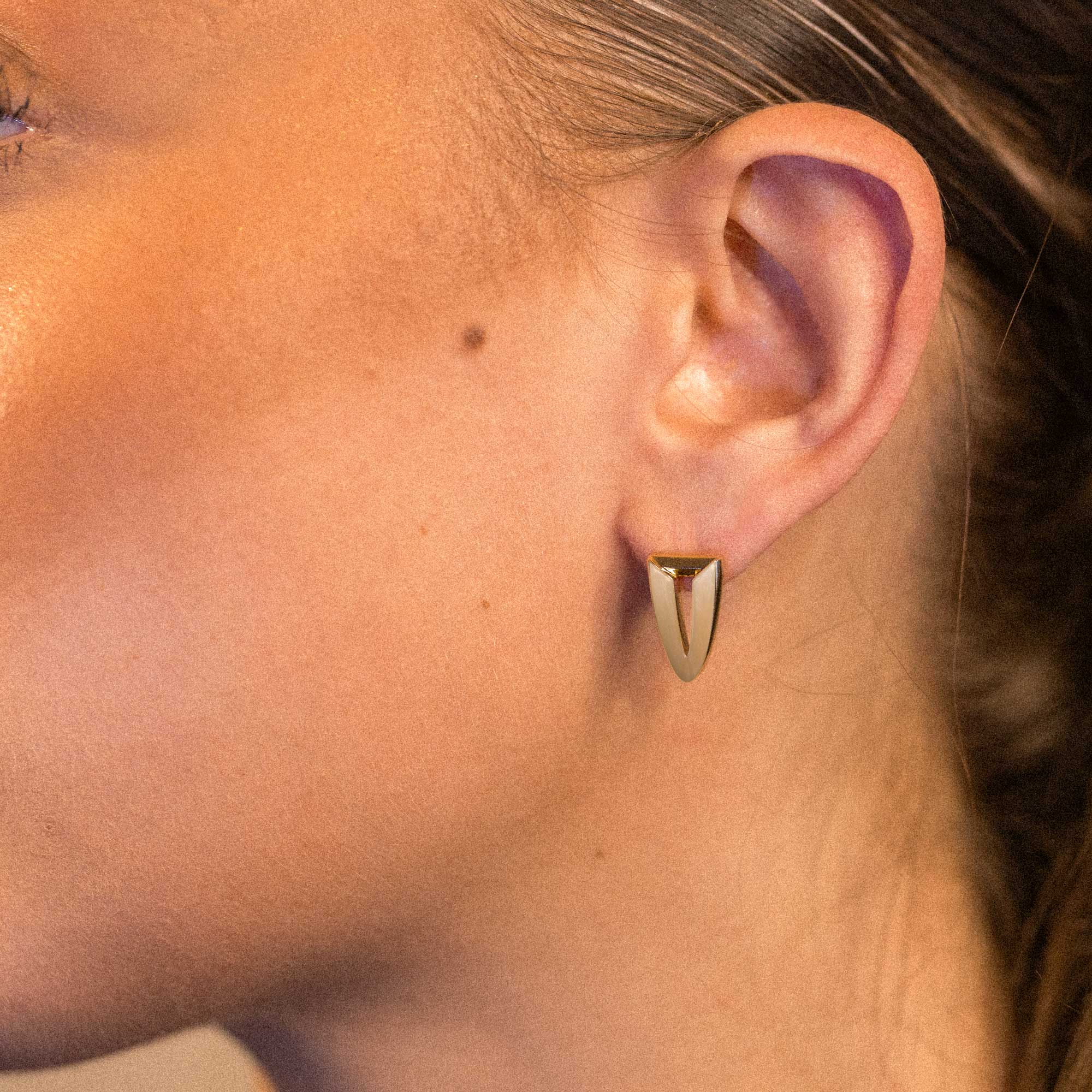 Boucles D'oreilles Arrow Or Blanc