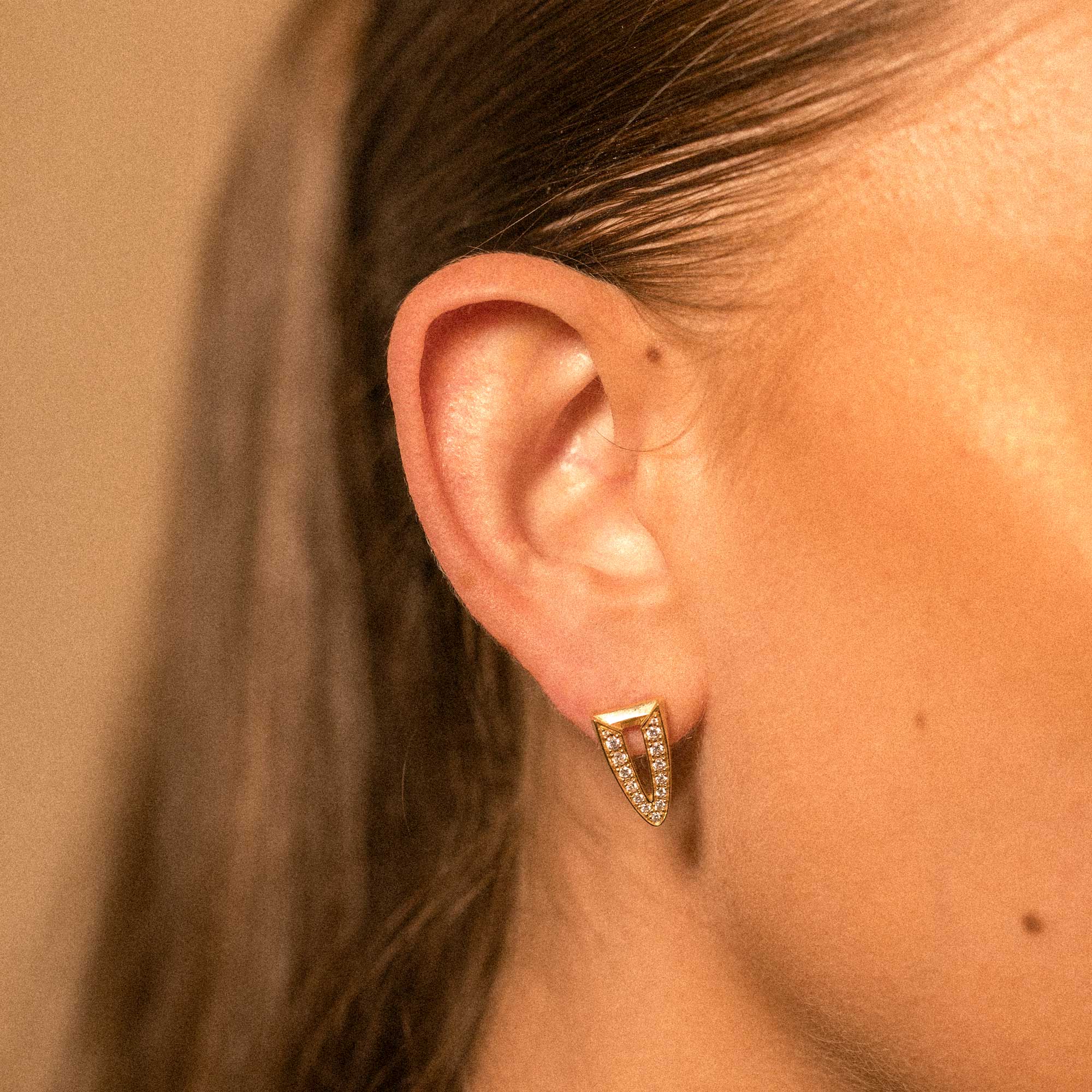 Boucles D'oreilles Arrow Or Rose Diamants