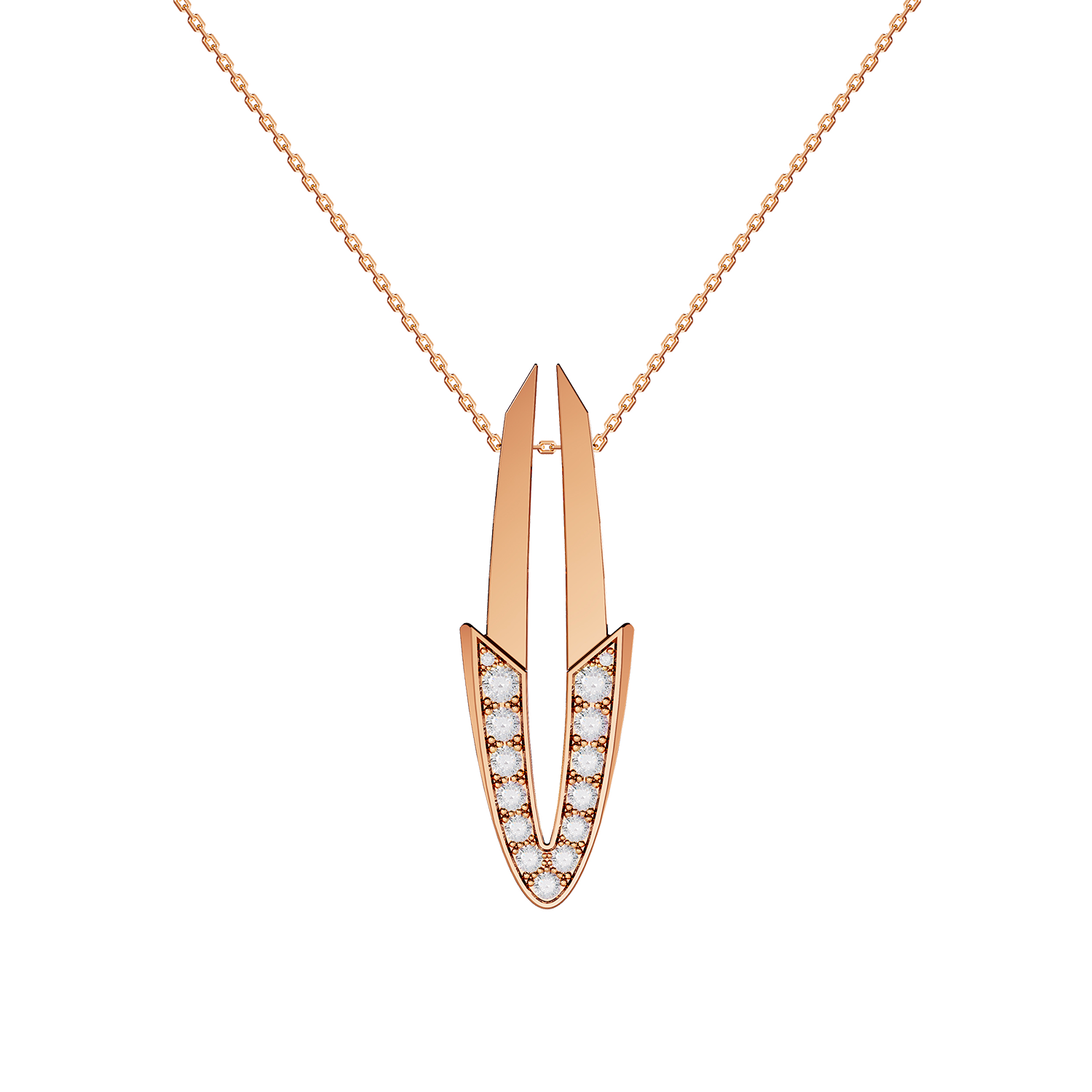 Pendentif Arrow Grand Modèle Or Rose Diamants