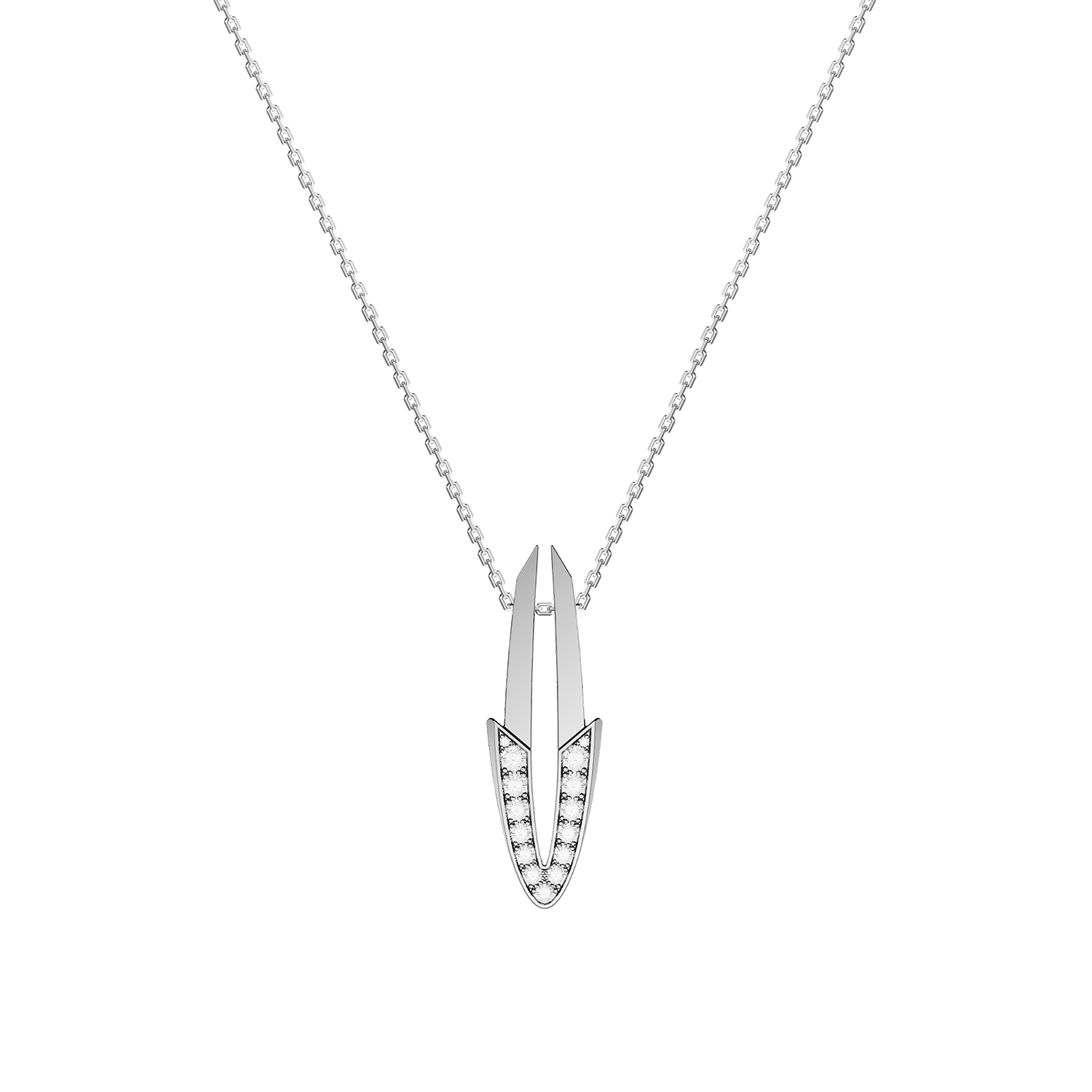 Pendentif Arrow Moyen Modèle Or Blanc Diamants