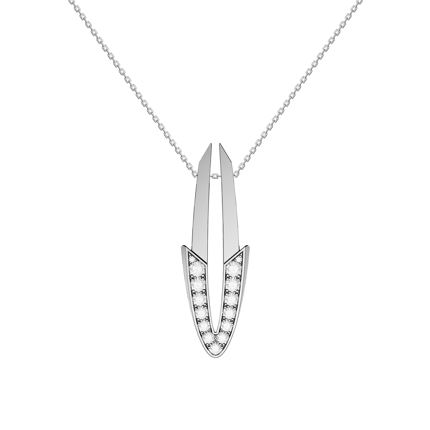 Pendentif Arrow Grand Modèle Or Blanc Diamants