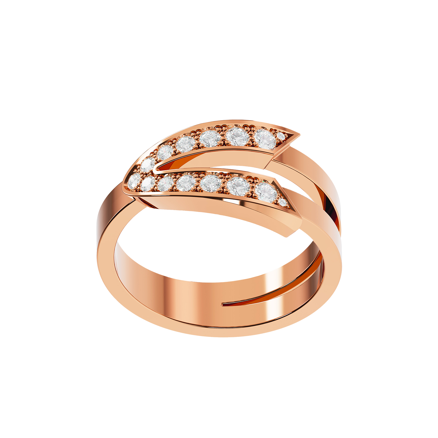 Bague Arrow Grand Modèle Or Rose Diamants