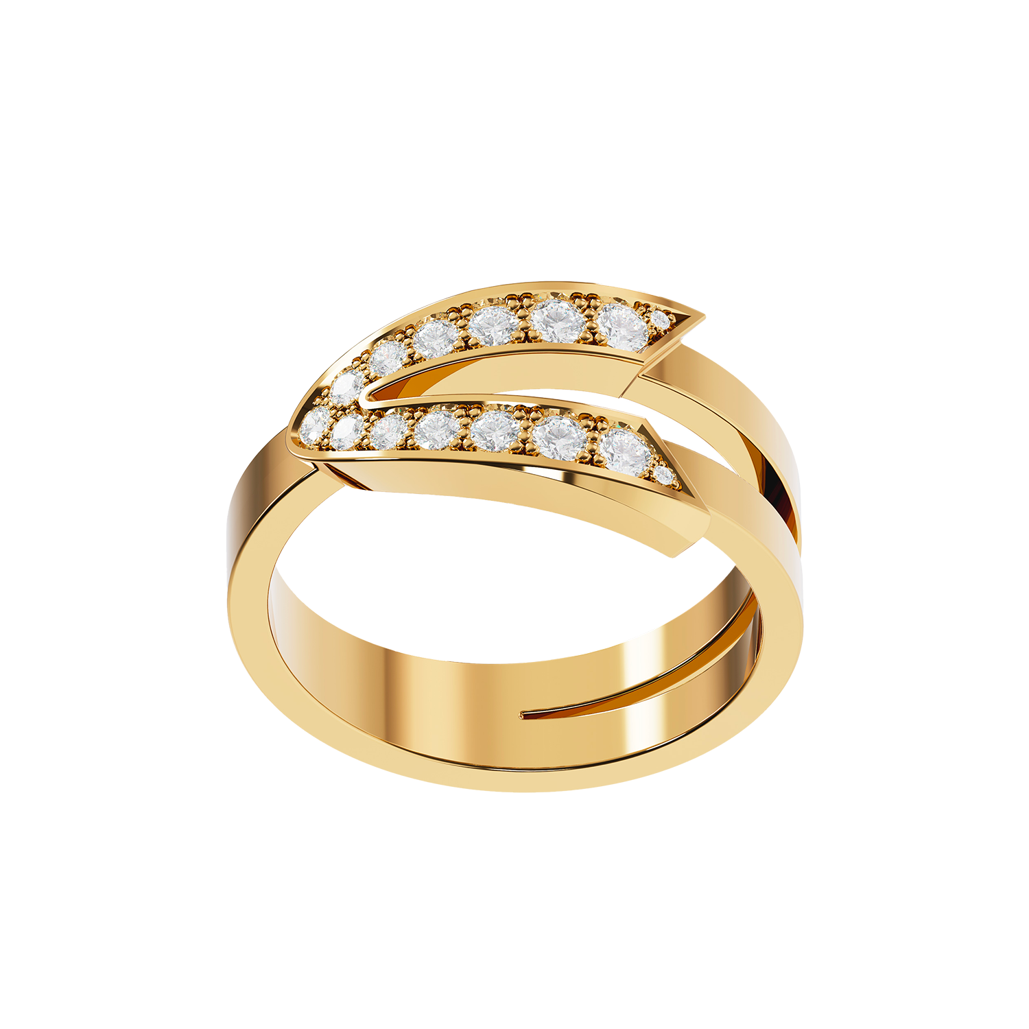 Bague Arrow Grand Modèle Or Jaune Diamants