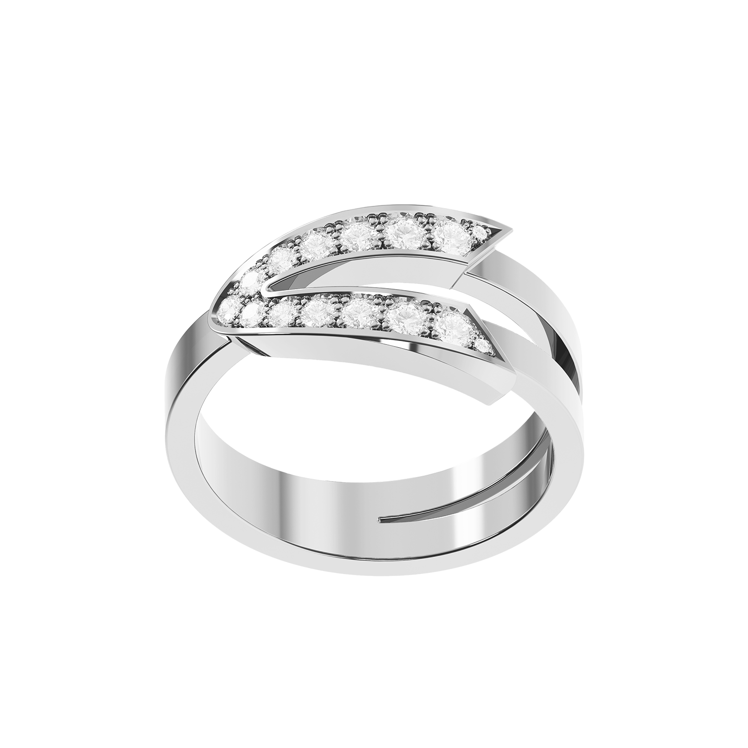 Bague Arrow Grand Modèle Or Blanc Diamants