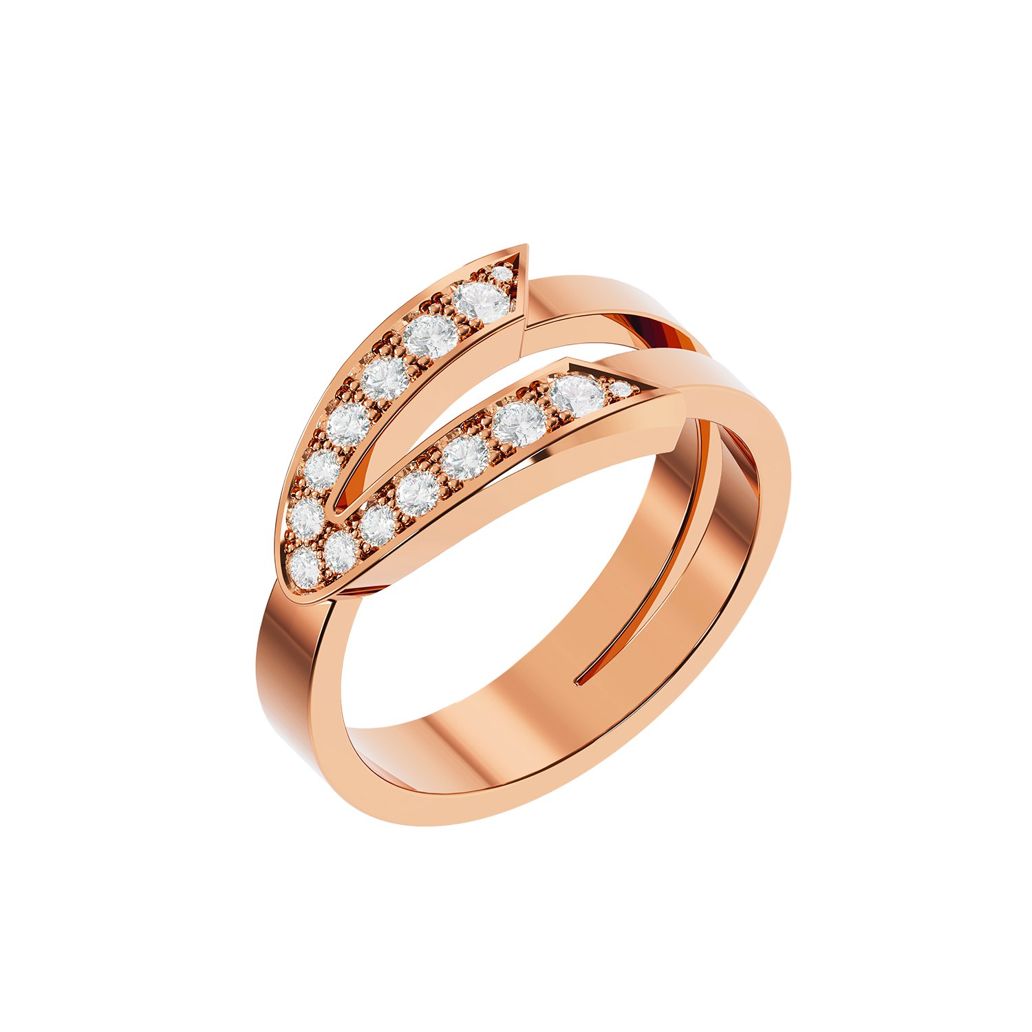 Bague Arrow Grand Modèle Or Rose Diamants