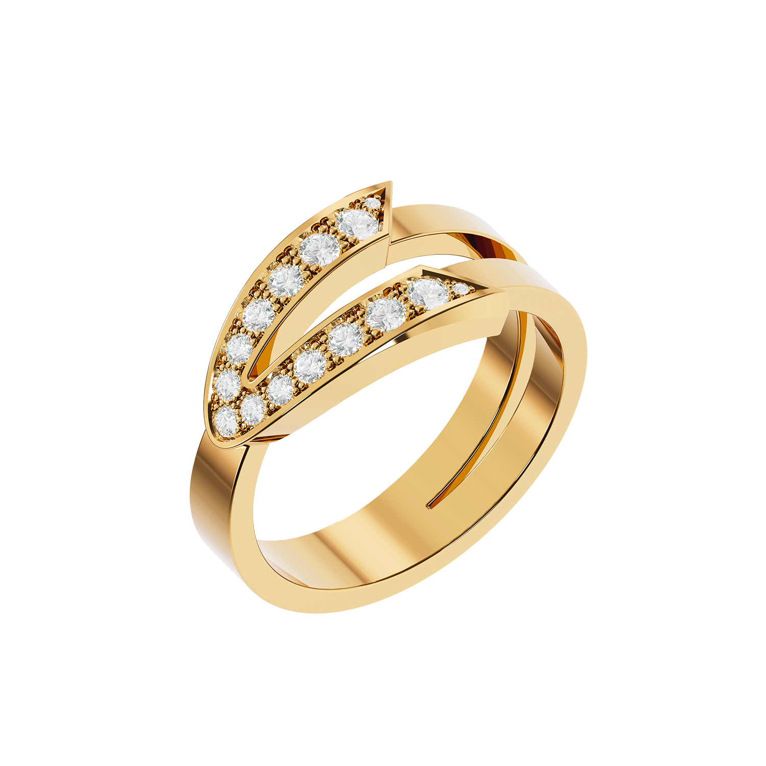 Bague Arrow Grand Modèle Or Jaune Diamants
