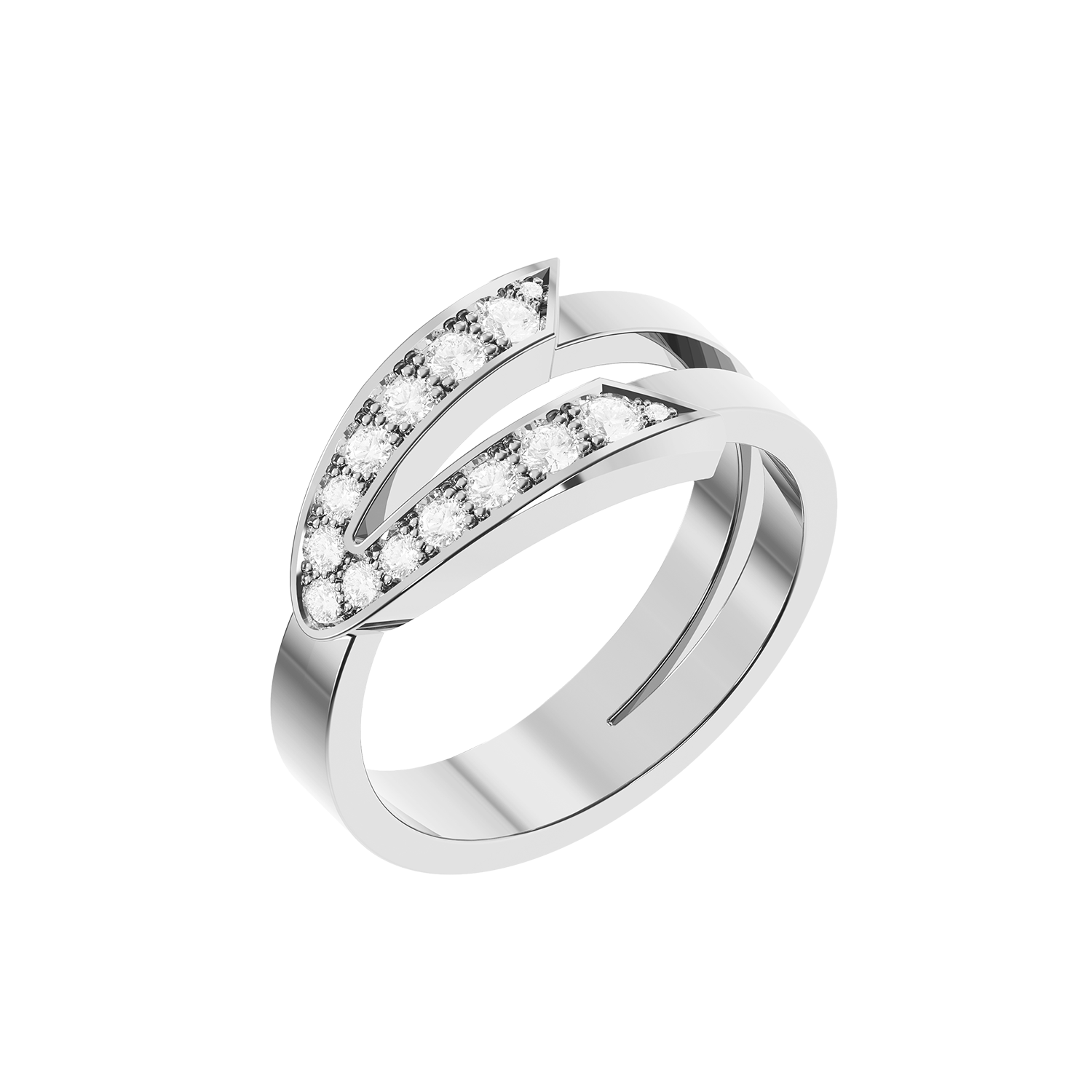 Bague Arrow Grand Modèle Or Blanc Diamants