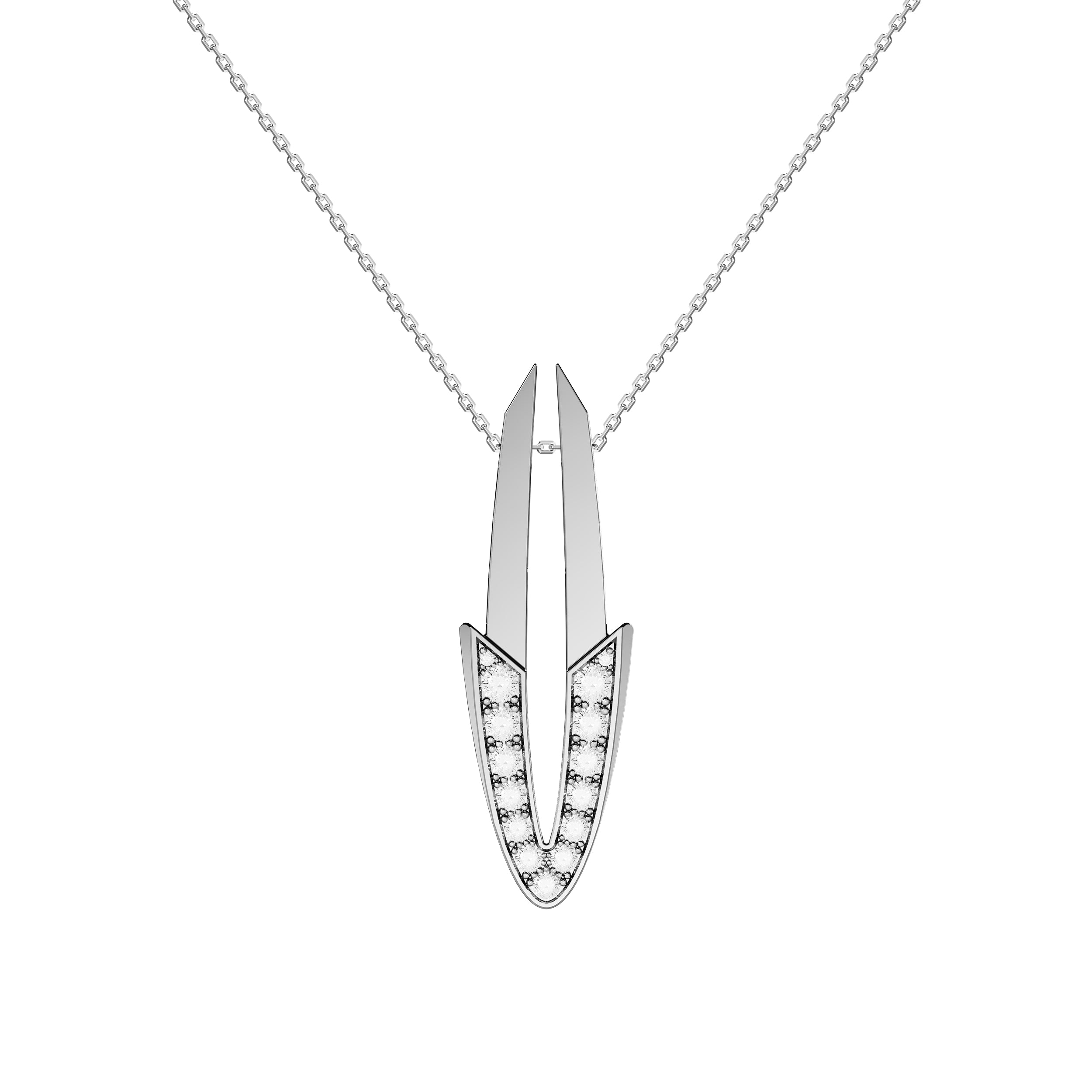 Pendentif Arrow Grand Modèle Or Blanc Diamants