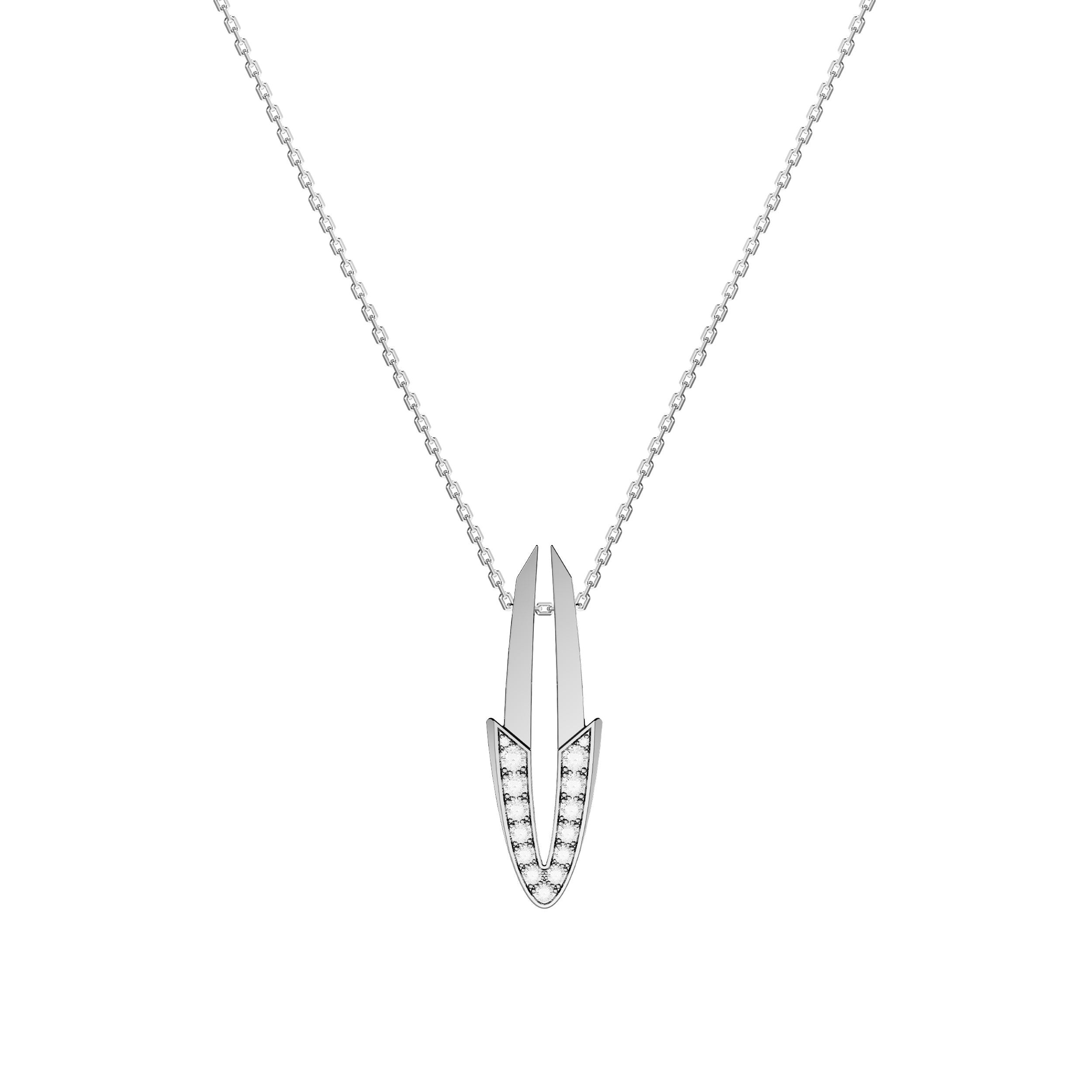 Pendentif Arrow Moyen Modèle Or Blanc Diamants